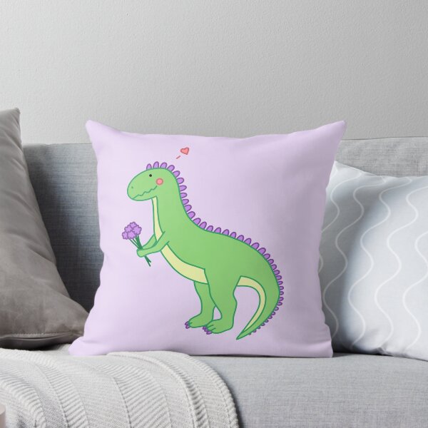 Item preview, Cute Green and Purple T-rex Dino Holding Flowers designed and sold by MarssyMT.
