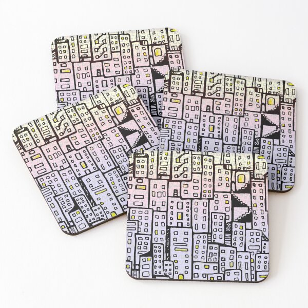 Item preview, City at Sunset Pattern - Pastel Ombre Purple, Pink, Yellow designed and sold by Michelebuttons.