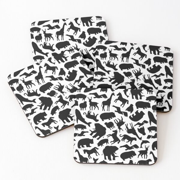 Item preview, Various animals pattern (black, big version) designed and sold by Okashimai.