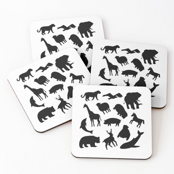 Item preview, Various animals pattern (black, small version) designed and sold by Okashimai.
