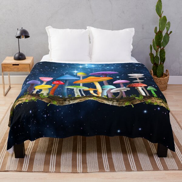 Item preview, Magic Rainbow Mushrooms on Vine - With Blue Galaxy Background designed and sold by JungleVision.