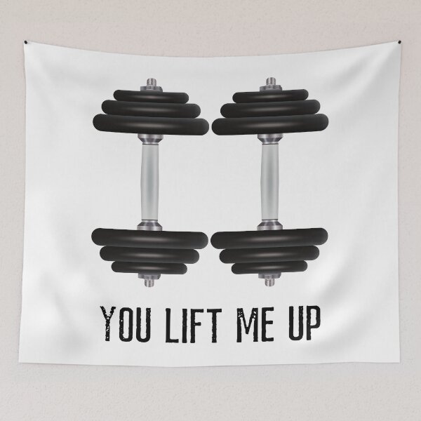 Item preview, You lift me up. Dumbbells. Funny lifting workout pun. designed and sold by JellyBeenzz.
