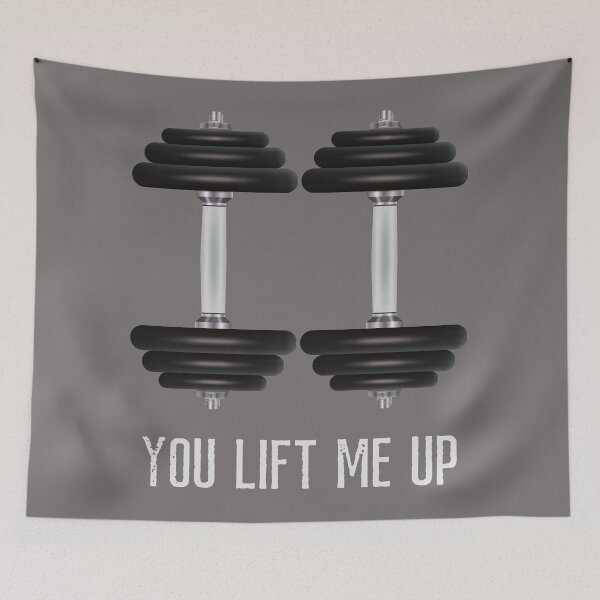 Item preview, You lift me up. Dumbbells. Funny lifting workout pun. designed and sold by JellyBeenzz.