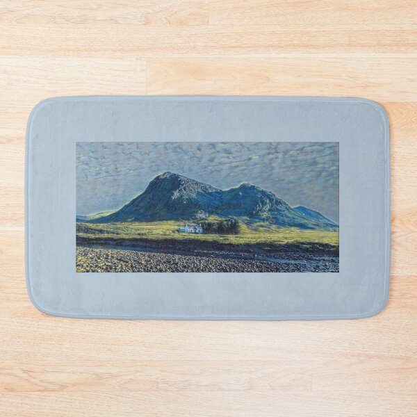 Item preview, Buachaille Etive Mhor and Lagangargbh Cottage, Glencoe, Lochaber, Scotland digital art designed and sold by Stravaigin.