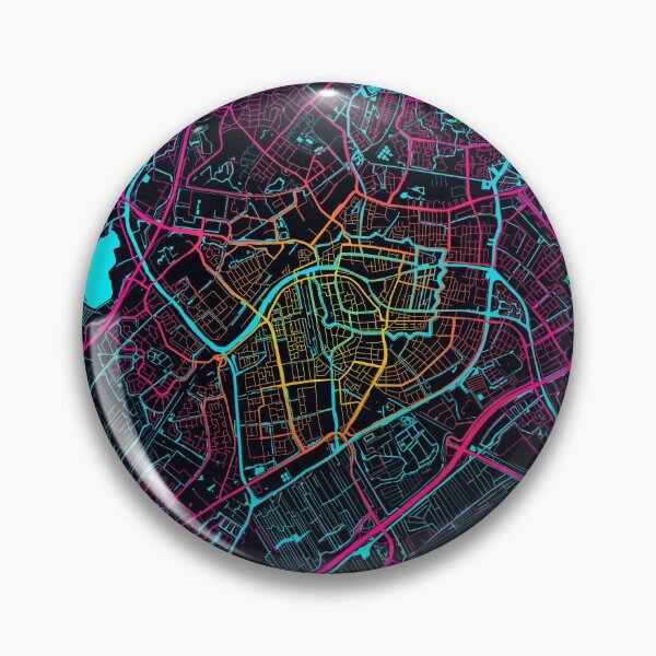 Item preview, Leiden City Map of Netherlands - Neon designed and sold by deMAP.