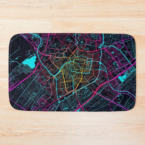Item preview, Leiden City Map of Netherlands - Neon designed and sold by deMAP.