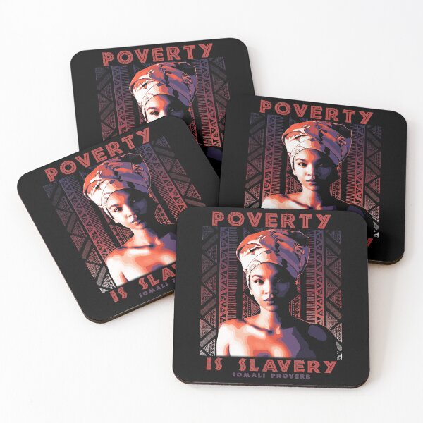 Item preview, Poverty is Slavery, African Proverb, Somalia, Somali Proverb, Black Shirt, Africa Gift designed and sold by Proverbial Wisdom Design.