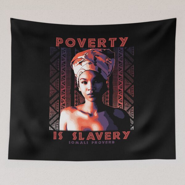 Item preview, Poverty is Slavery, African Proverb, Somalia, Somali Proverb, Black Shirt, Africa Gift designed and sold by Proverbial Wisdom Design.