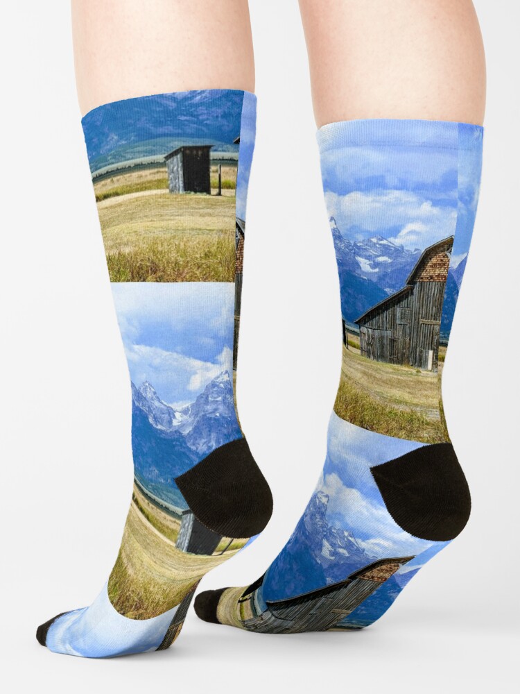 Disover Jackson Hole Grand Tetons Mountains Barn Socks