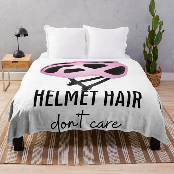 Item preview, Helmet hair, don't care! Pink helmet, black text. designed and sold by JellyBeenzz.