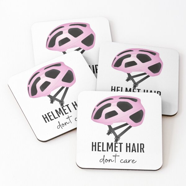 Item preview, Helmet hair, don't care! Pink helmet, black text. designed and sold by JellyBeenzz.