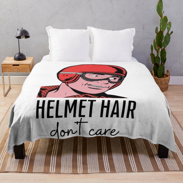 Item preview, Helmet hair, don't care! Motorcyclist, cartoon, comic, black text. designed and sold by JellyBeenzz.