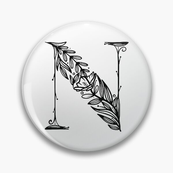 Item preview, Letter N monogram floral design designed and sold by TotallyType.