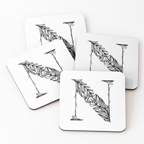 Item preview, Letter N monogram floral design designed and sold by TotallyType.
