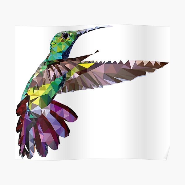 Geometric Hummingbird Poster