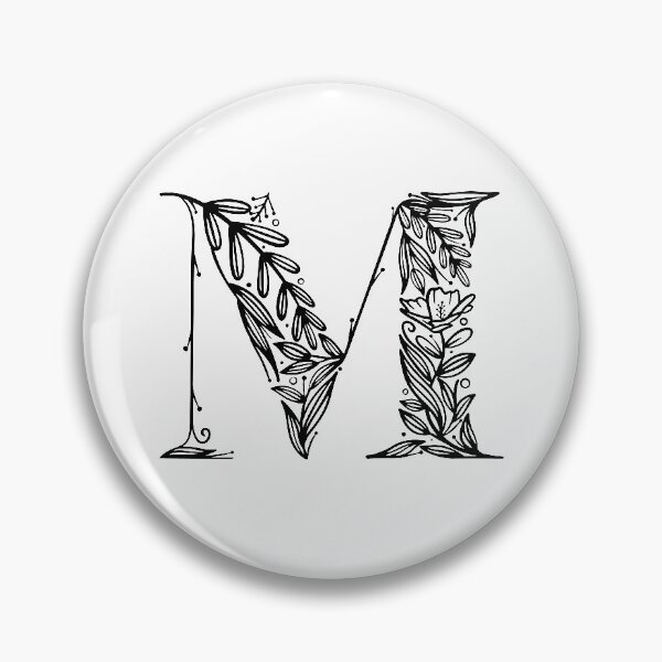 Item preview, Letter M monogram floral design designed and sold by TotallyType.