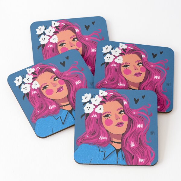 Item preview, digital painting of a cute girl in floral vibes named "miss flo" designed and sold by mellyverdes.