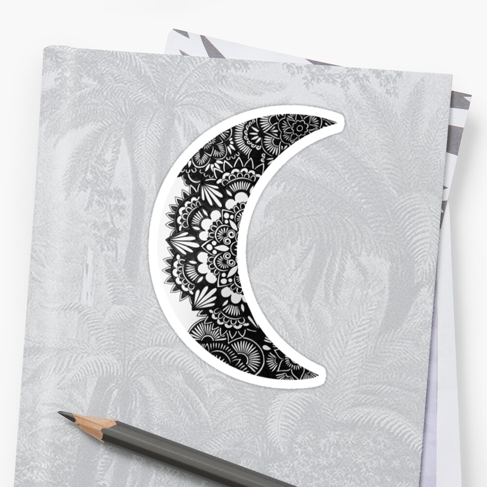  Henna Crescent Moon  Sticker by mandalanna Redbubble