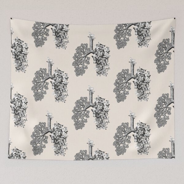 Item preview, Lungs black  butterflies, anatomy art, watercolor designed and sold by Collagedream.