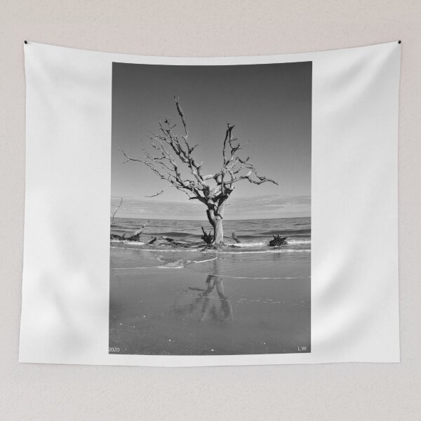 Item preview, Driftwood Reflection Jekyll Island Georgia Blanco y negro designed and sold by LisaWootenPhoto.