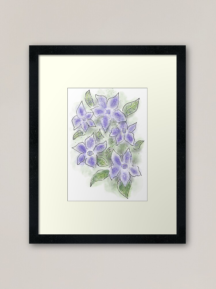 Alternate view of Cute Blue Periwinkle Flowers Framed Art Print