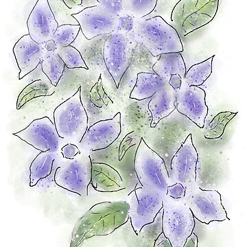 Artwork thumbnail, Cute Blue Periwinkle Flowers by Clare Walker