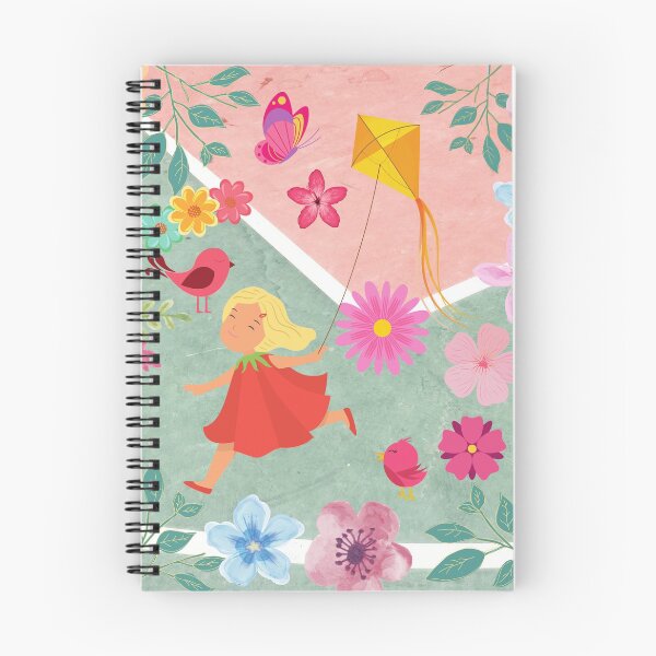 Item preview, girl flying a kite in flowers and animals pattern designed and sold by Art by Marilynn Methven.