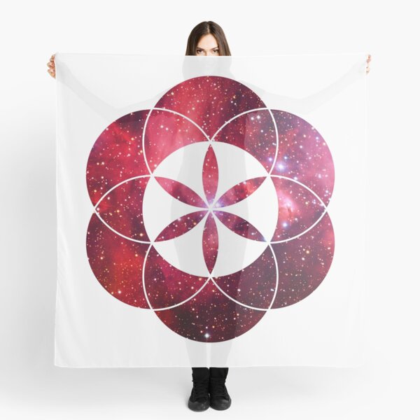 Red Star Clouds V2 | Sacred Geometry Flower of Life Sticker Scarf