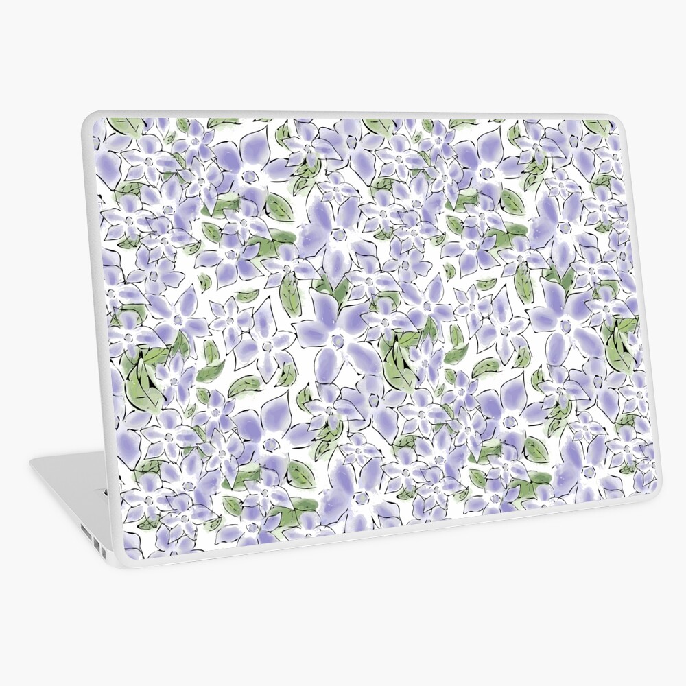 Cute Blue Periwinkle Flowers Laptop Skin