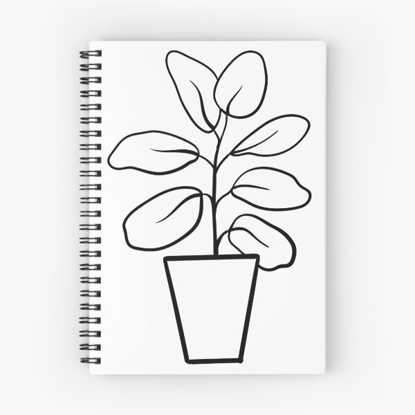 Aperçu de l'œuvre Plante d'intérieur Fiddle Leaf Fig Tree - dessin au trait noir et blanc créée et vendue par DesignLabMedia.