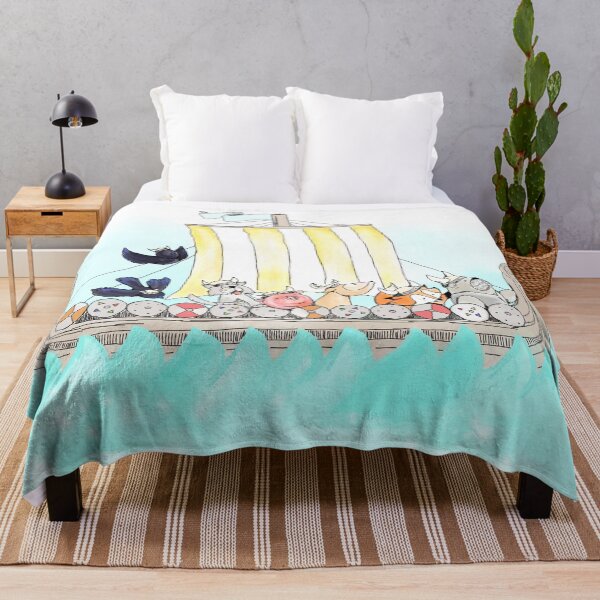 Item preview, Viking Longship Throw Blanket in Goldenrod designed and sold by BabyThorNorsery.