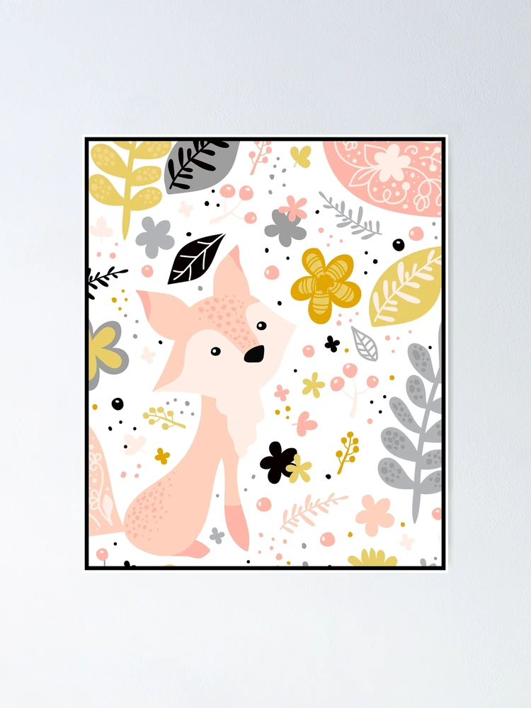 Thumbnail 1 of 3, Poster, Cute Fox Pattern designed and sold by Banner-Ink.