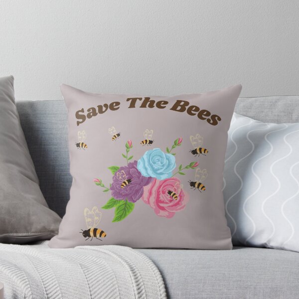 Item preview, Save The Bees - Several Bees Buzzing Around Beautiful Pink, Purple,and Blue Roses designed and sold by ForcedFusion.