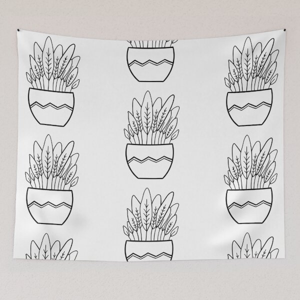 Item preview, Calathea Peacock Prayer Plant House Plant - Black and White Line Art designed and sold by DesignLabMedia.