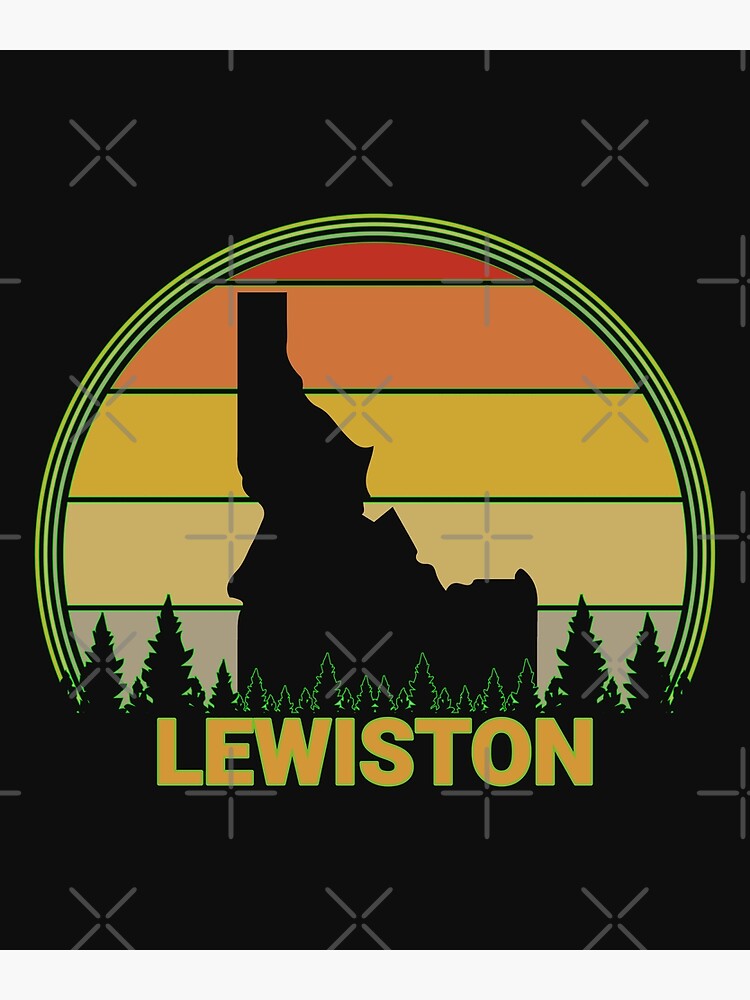 "State of Idaho Map Retro Vintage Sun Lewiston Idaho" Poster by