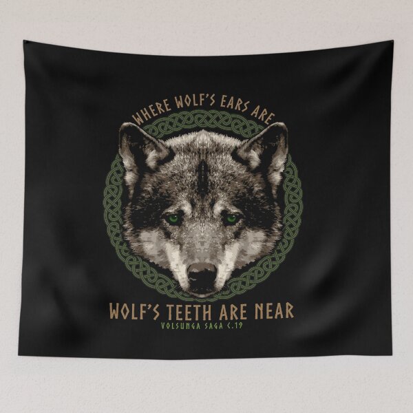 Item preview, Where Wolf's Ears Are, Wolf's Teeth Are Near, Norse Viking Proverb, Volsunga Saga, Viking Gift designed and sold by Proverbial Wisdom Design.