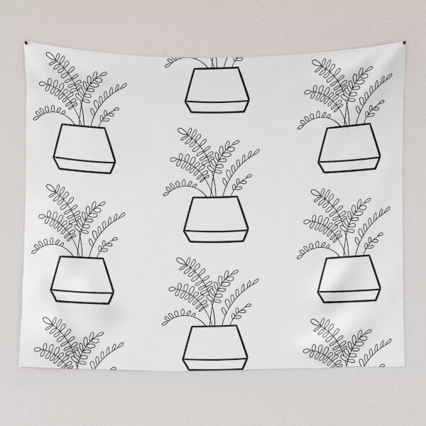 Item preview, Lemon Button Fern House Plant - Black and White Line Art designed and sold by DesignLabMedia.