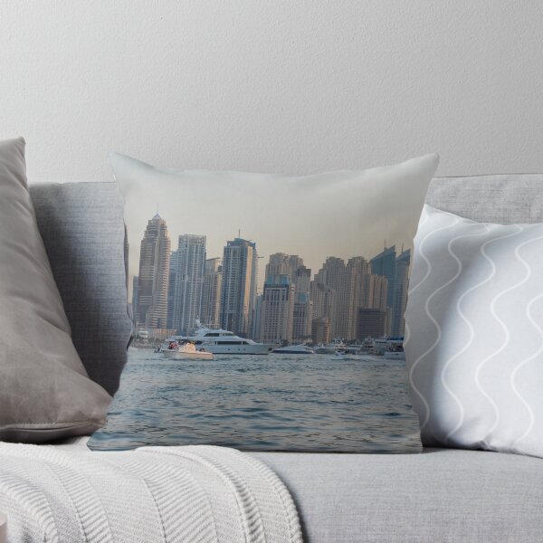 Item preview, 15 March 2016. Photography of skyscrapers skyline from Dubai seen from the water with boats, United Arab Emirates. designed and sold by oanaunciuleanu.