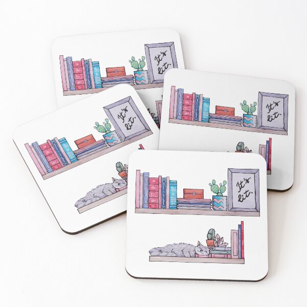 Item preview, Watercolor Library Lovers Bookshelf with cat books It's lit designed and sold by Jessfm.
