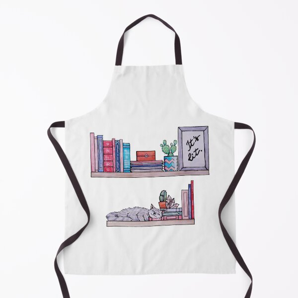 Item preview, Watercolor Library Lovers Bookshelf with cat books It's lit designed and sold by Jessfm.