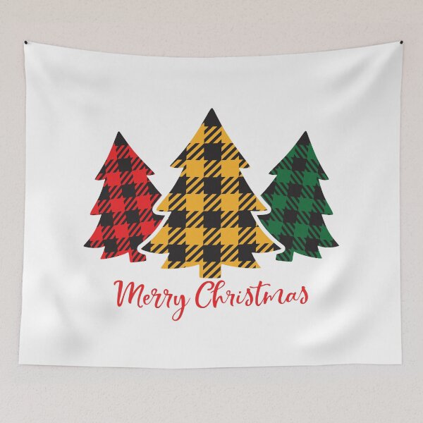 Item preview, Plaid Trees Merry Christmas designed and sold by OrnamentallyYou.