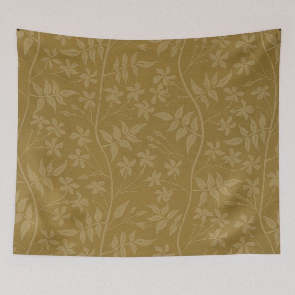 Item preview, Star Jasmine creeper on dusty yellow - tone on tone designed and sold by misentangled.