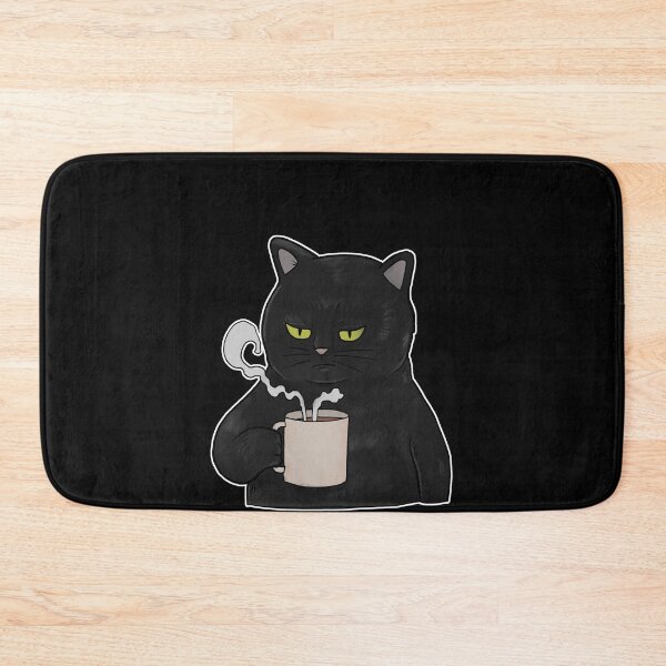 Item preview, Grumpy Black Cat with Coffee Morning Grouch designed and sold by Mesyo.