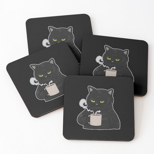 Item preview, Grumpy Black Cat with Coffee Morning Grouch designed and sold by Mesyo.