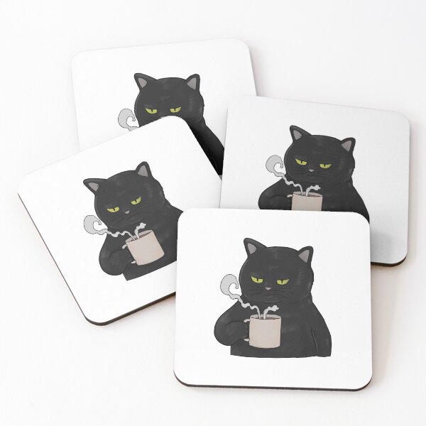 Item preview, Grumpy Black Cat with Coffee Morning Grouch designed and sold by Mesyo.