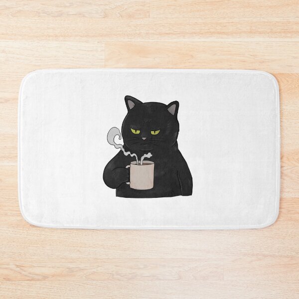 Item preview, Grumpy Black Cat with Coffee Morning Grouch designed and sold by Mesyo.