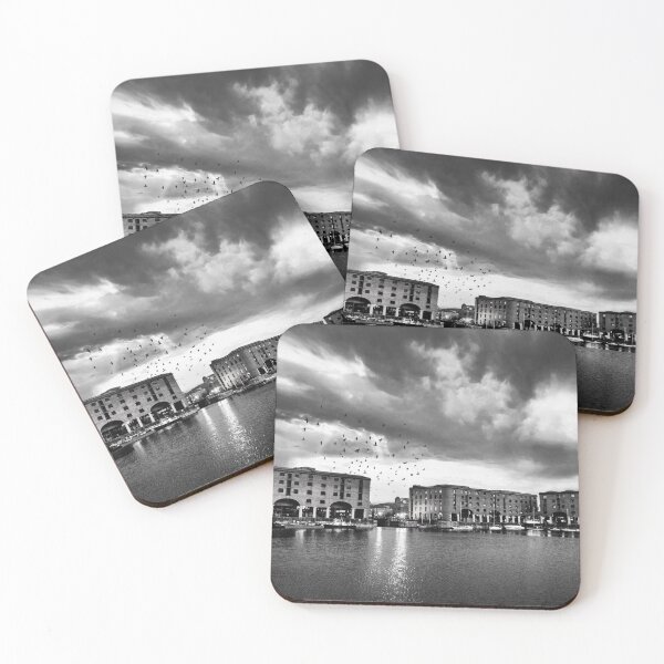 Item preview, Liverpool waterfront at night _- Black and white designed and sold by Stuart Chard Photography.