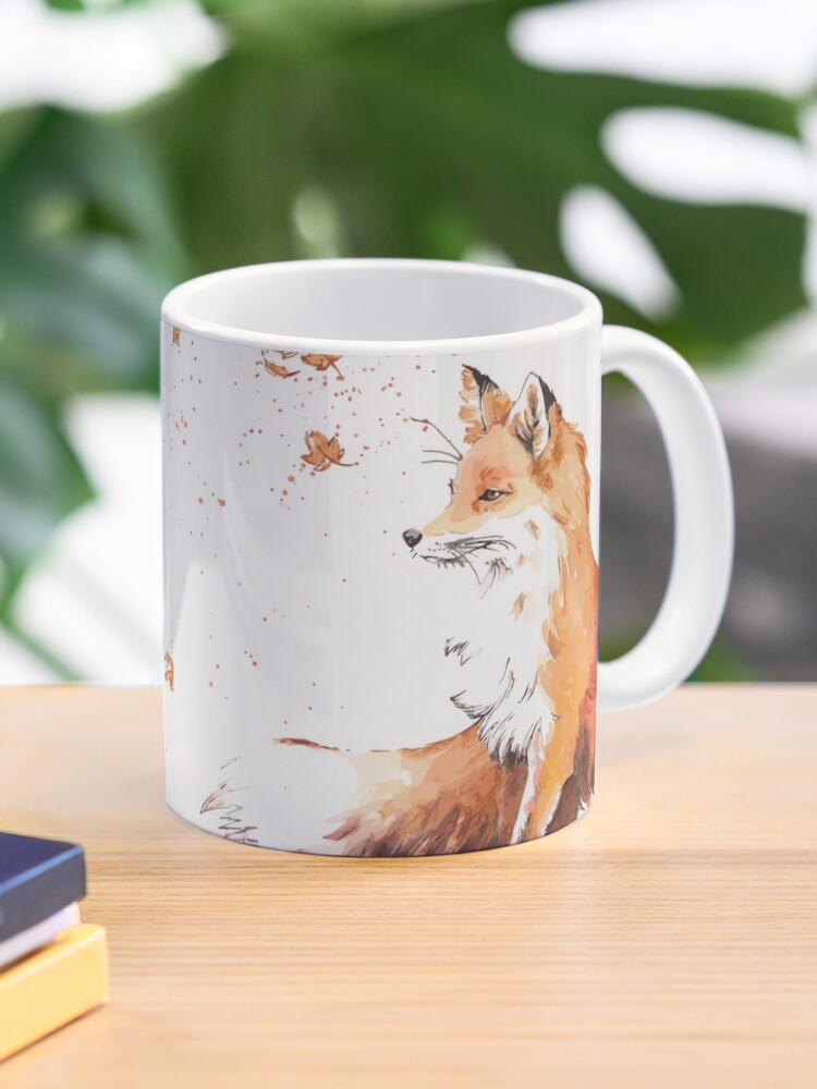 Creature Cups Fox Ceramic Cup 11 Ounce, Red Orange | Hidden Animal Inside | and