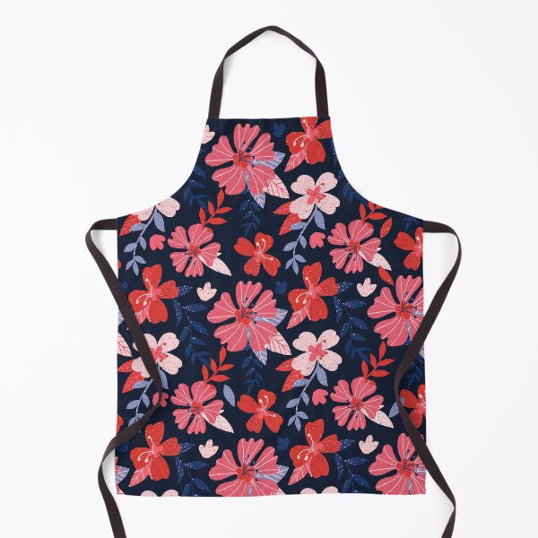 Item preview, Flowers on dark blue in red pink blue colors designed and sold by shushunya13.