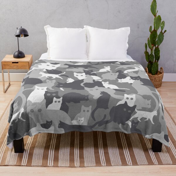 Item preview, Cute Black & Grey Cat Camo Pattern Print designed and sold by TopTrendNow.